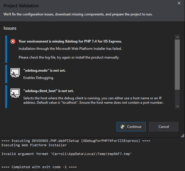 Missing Xdebug for PHP  for IIS Express - PHP Tools Community Forum |  DEVSENSE