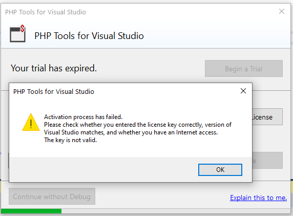Activation process has failed - PHP Tools Community Forum | DEVSENSE