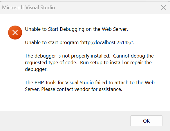 Unable to debug in VS 2022 v  - PHP Tools Community Forum | DEVSENSE