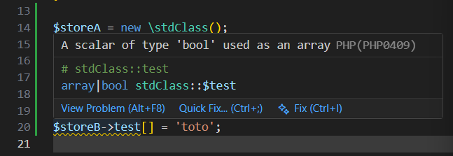 Attribute type issue with stdClass - PHP Tools Community Forum | DEVSENSE